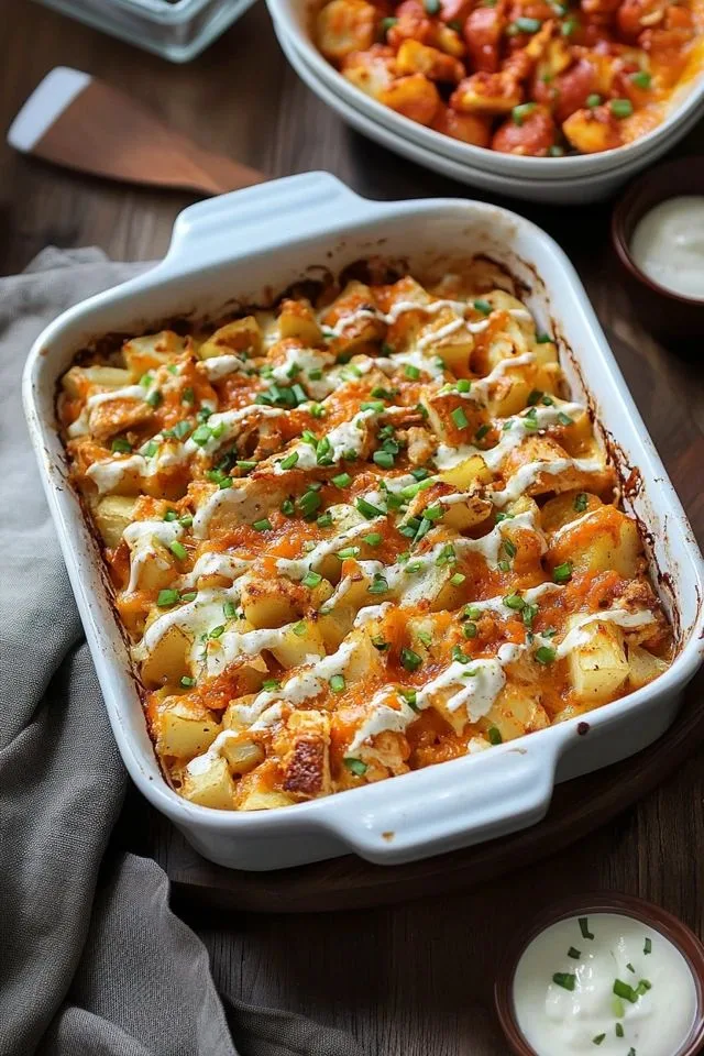Buffalo Chicken Roasted Potato Bake Recipe