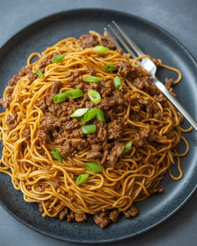 Ground Beef Mongolian Noodles Recipe